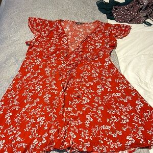 Burnt Orange tie front wrap dress